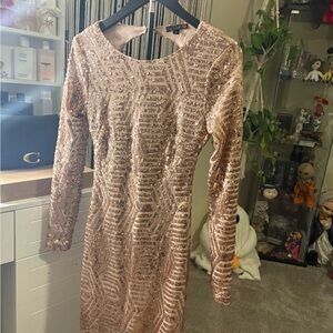 G by Guess Shimmering Pink Long Sleeve Dress